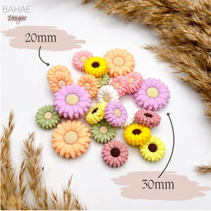 Silikonperlen Blume | 20mm & 30mm | BPA-frei | Blumenperlen für Schnullerketten, DIY Babyspielzeug, Makramee und Schmuck