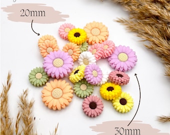 Silikonperlen Blume | 20mm & 30mm | BPA-frei | Blumenperlen für Schnullerketten, DIY Babyspielzeug, Makramee und Schmuck
