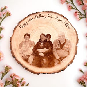 Personalisiertes Geschenk mit Fotogravur | Familienbild graviert | Geschenk für Eltern, Großeltern, Papa & Oma | Foto auf Holz