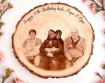 Personalisiertes Geschenk mit Fotogravur | Familienbild graviert | Geschenk für Eltern, Großeltern, Papa & Oma | Foto auf Holz