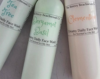 Creamy Daily Face Wash for normal to oily skin and acne prone skin, Gentle Cleanser, Face Wash.