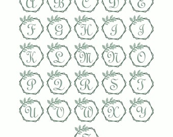 Embossed Monogram Embroidery Font: Machine Embroidery Alphabet (Digital Download)