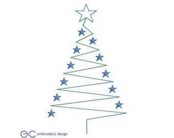 Christmas Tree Embroidery Design, 4 Sizes, Instant Download, Machine Embroidery Design