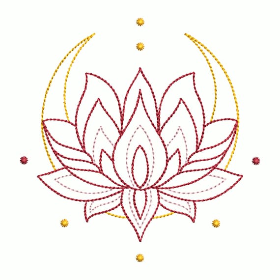 LOTUS DESIGNS PFD 訳あり Lotus Flower Embroidery Design, 5 Sizes, Instant Download