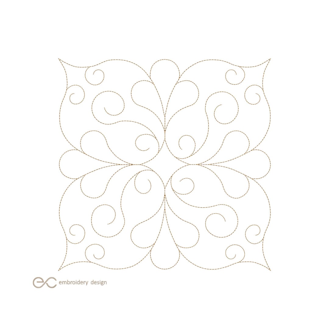 Swirl Quilt Block Embroidery Design: Single Line Stitch (digital ...