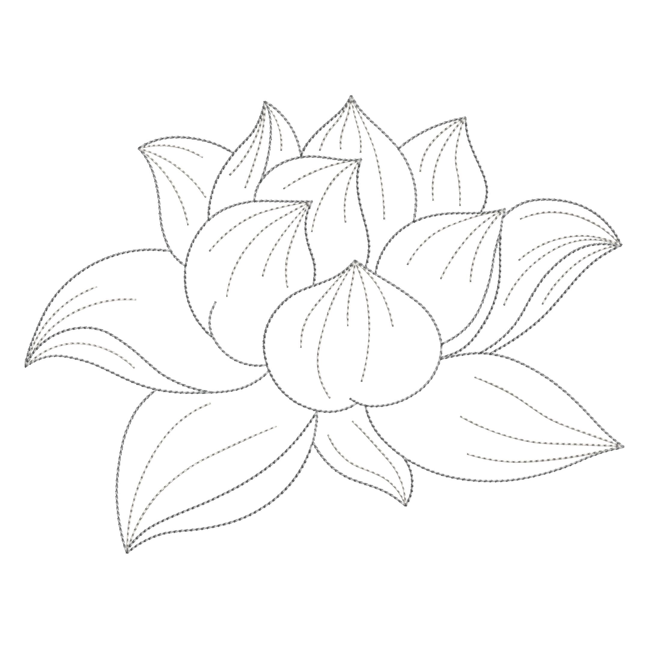 Lotus Flower Machine Embroidery Design: Floral Pattern (instant ...
