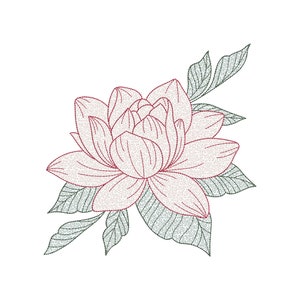 Magnolia Machine Embroidery Design, Flower Embroidey Designs, 5 sizes, Instant Download.