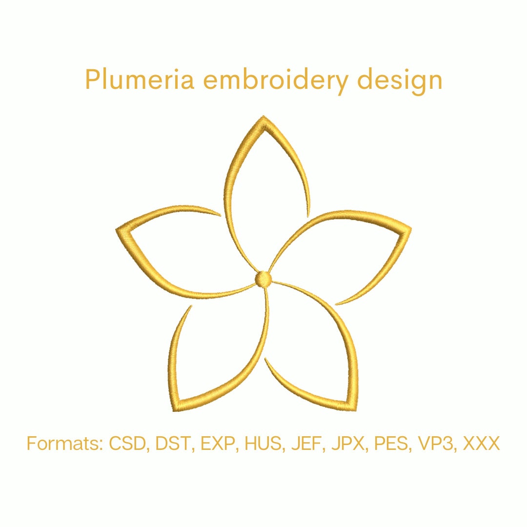 Plumeria Flower Embroidery Design, Frangipani Machine Embroidery