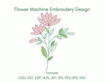 Flower Machine Embroidery Design, 3 sizes, Instant Download