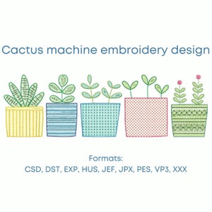 5 Mini Cactus Embroidery Designs - 3 Sizes Each | Instant Download | Machine Embroidery Files