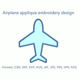 Disegno di ricamo per applicazione di aeroplano - 4 dimensioni / File di ricamo a macchina / Download immediato