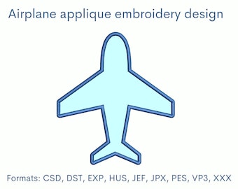 Diseño de bordado a máquina de aplique de avión - 4 tamaños - Descarga instantánea