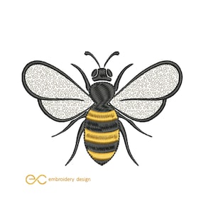 Realistic Bee Embroidery Design, 5 Sizes, Instant Download, Machine embroidery design