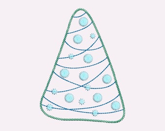 Desenho de bordado de árvore de Natal, 3 tamanhos, download instantâneo
