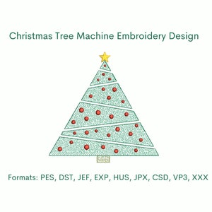 Christmas Tree Embroidery Design, Machine Embroidery Designs, 3 Sizes,Instant Download