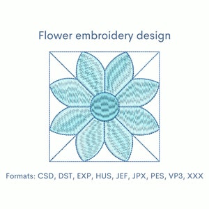 Flower Embroidery Design, 3 Sizes, Instant Download