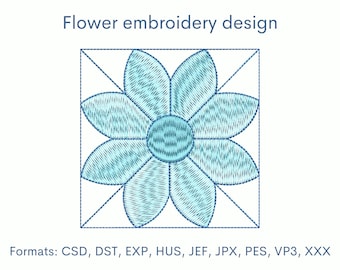 Flower Machine Embroidery Design, 3 Sizes, Instant Download
