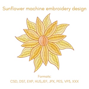 Sunflower embroidery design,flower machine embroidery design, 4 sizes, instant download