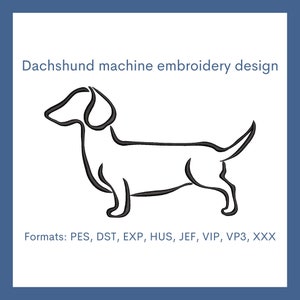 Dachshund Embroidery Design, Dog Machine Embroidery File, Sausage Dog Embroidery Designs, 10 Sizes, Instant Download