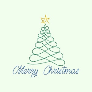 Christmas tree embroidery design, Merry Christmas machine embroidery design, 5 sizes, Instant download.