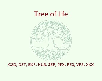 Tree of life embroidery design, 5 sizes, Instant Download