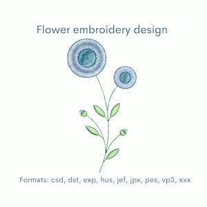 Flower embroidery design, 3 sizes, Instant download