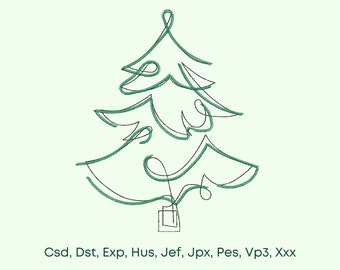 Desenho de bordado de árvore de Natal: 5 tamanhos (download instantâneo)