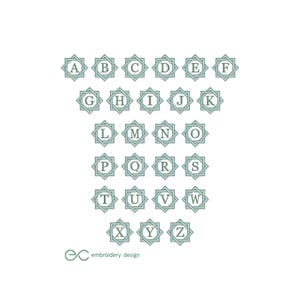 Monogram Embroidery Font Alphabet Design, Machine Embroidery Letters Bx Pes Dst Jef Vp3, Geometric Frame Font 3 Sizes, Instant Download