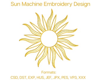 Sun Machine Embroidery Design: 3 Sizes (Instant Download)