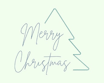 Merry Christmas Machine Embroidery Designs, 6 Sizes, Instant Download