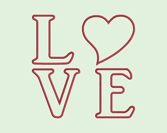 Love applique machine embroidery design-Valentine's day embroidery file-4 sizes-Instant download