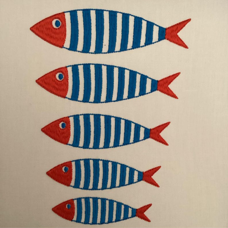 Fish Loader Machine Sardine Machine Embroidery Design, Nautical Striped Fish Pattern, PES ...