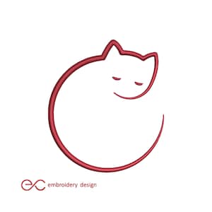 Cat Silhouette Embroidery Design, 6 Sizes, Instant Download, Machine Embroidery Design