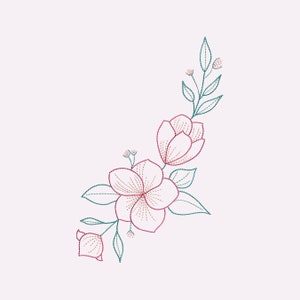 Flower embroidery design, 5 sizes, Instant download.
