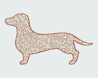 Dachshund embroidery design, 4 sizes, dog machine embroidery designs, Instant download.