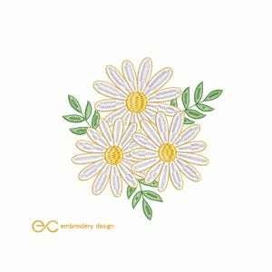 Daisy Embroidery Design, Flower Machine Embroidery Designs, 5 sizes, Instant Download