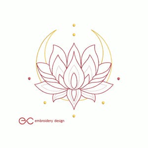 Lotus Blume Stickdatei, Stickdatei Lotus, 5 Größen, Maschinenstickerei