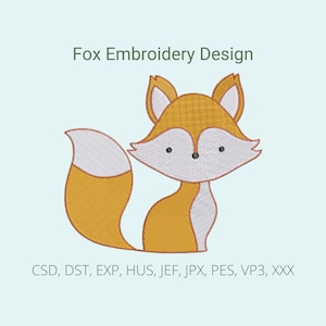Fox Embroidery Design, 4 sizes, Instant Download