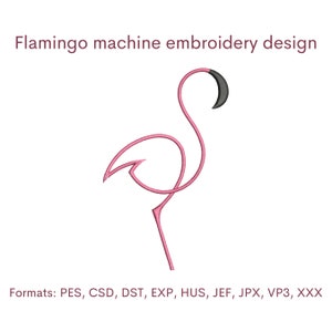 Desenho de bordado flamingo, 5 tamanhos, download instantâneo