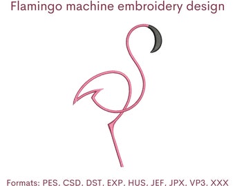 Flamingo embroidery design, 5 sizes, Instant Download