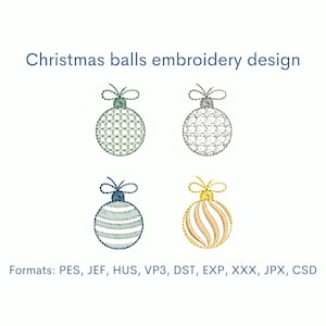 4 Christmas Balls Embroidery Designs - 4 Sizes, instant Download , Machine Embroidery Files