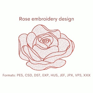 Rose embroidery design, 3 sizes, Instant Download