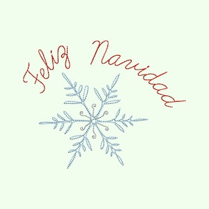 Snowflake Embroidery Design, Feliz Navidad Embroidery, 8 Sizes, Christmas Machine Embroidery, Instant Download
