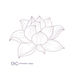 Lotus Blume Stickerei, 6 Größen, Maschinenstickerei, Maschinenstickerei