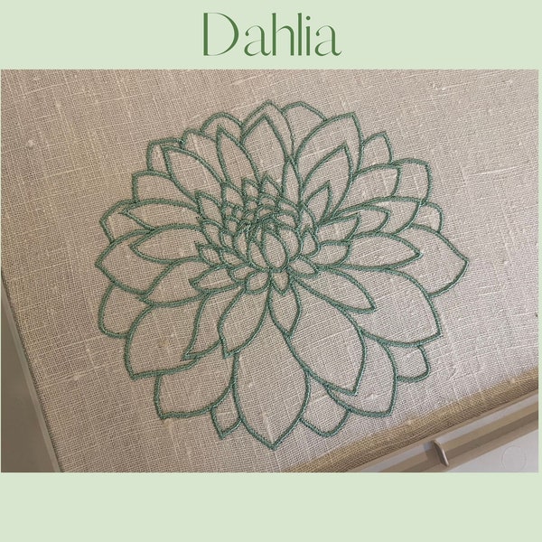 Dahlia embroidery design.Flower embroidery design. Flower silhouette design. Machine embroidery design