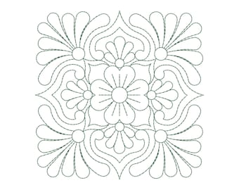 Floral Quilt Block Embroidery Design: 15 Sizes (Instant Download)