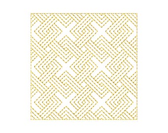 Geometric Maze Embroidery Design: Art Deco Square Pattern (Instant Download)