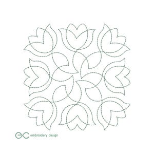 Square block machine embroidery design, 14 sizes, flower embroidery design, instant download