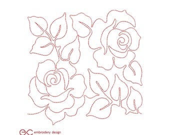 Roses Machine Embroidery Design, 14 sizes, Instant Download