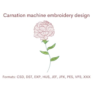 Carnation flower embroidery design, eyelet flower machine embroidery designs, 5 sizes, instant download